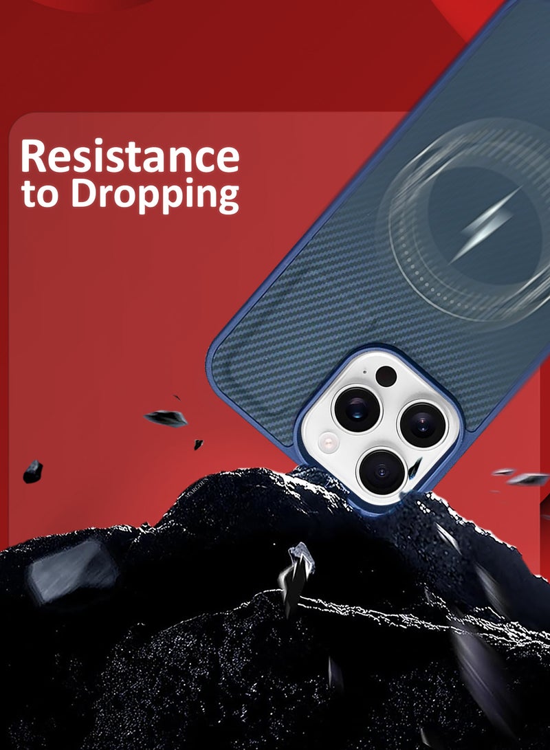 MARGOUN iPhone 16 Pro Max Case Leather 3Packs Antifingerprint Cover with Detachable Wallet Card Slot Shell Insert Card Holder Anti Fall Protection Carbon Fiber Design with 3D Screen Protector - Dark Blue-3 - Image 5