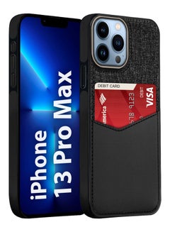 MARGOUN 2Packs iPhone 13 Pro Max Card Case Leather Back Cover with Card Holder, Slim and Lightweight, 1-2 Cards with 3D Screen Protector - Black  - Image 3