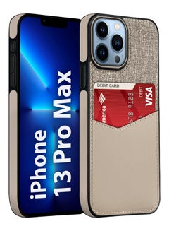 MARGOUN 2Packs iPhone 13 Pro Max Card Case Leather Back Cover with Card Holder, Slim and Lightweight, 1-2 Cards with 3D Screen Protector - Cream  - Image 2