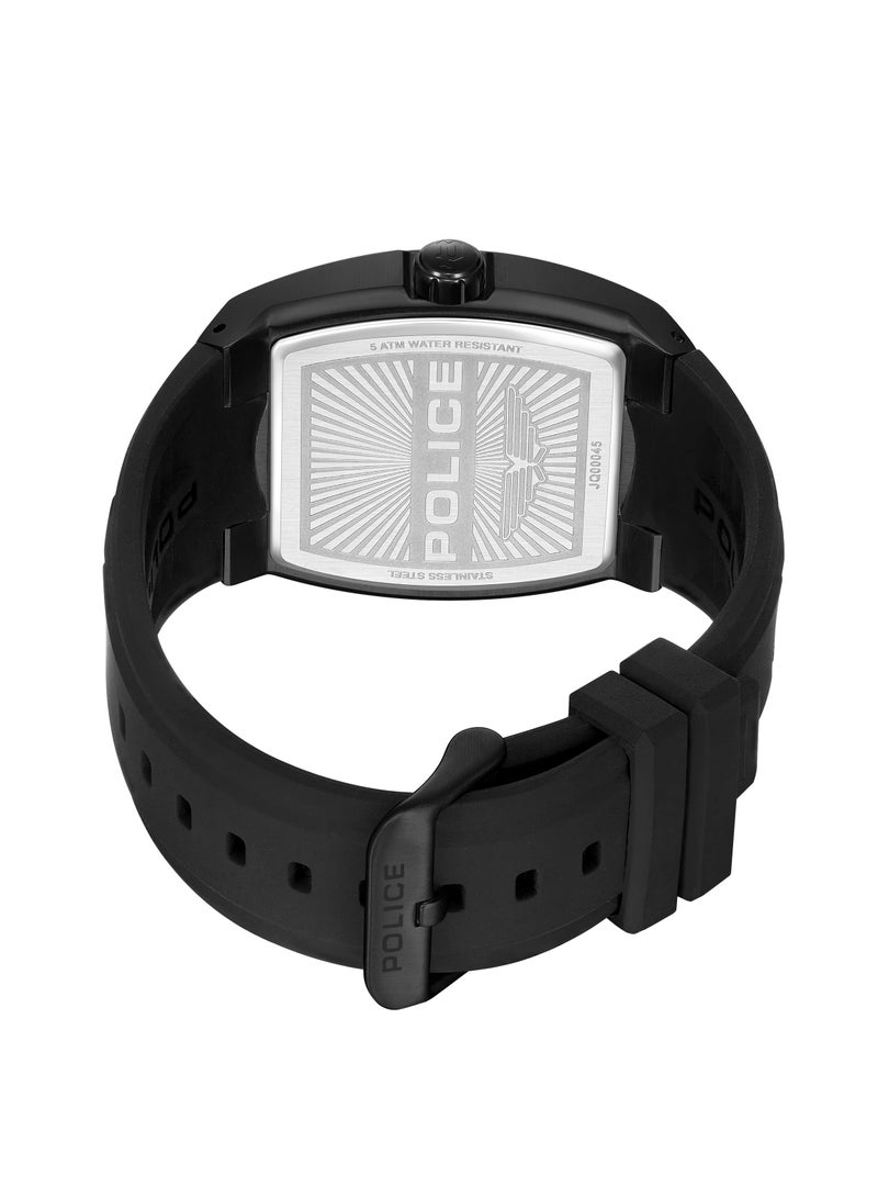 POLICE - Men's Creed 42mm Multifunction Watch with Black IP Stainless Steel Case, Charcoal Dial & Black Silicone Strap - Image 1