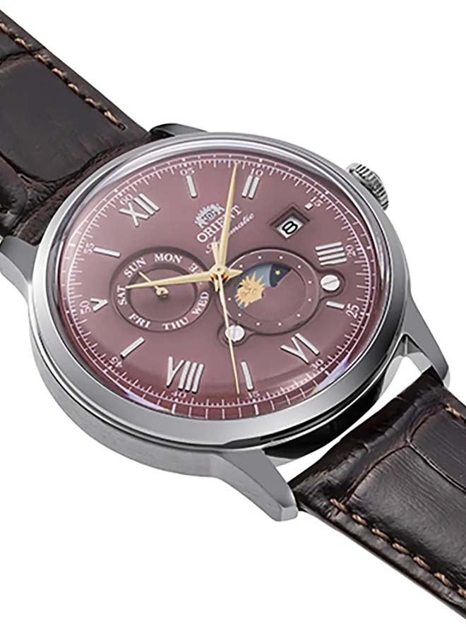 ORIENT Men's Bambino Automatic Sun & Moon Leather Strap Watch RA-AK0807R30B - 41.5mm - Image 2