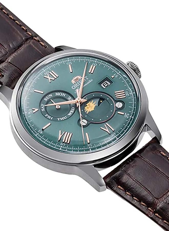 ORIENT Men's Bambino Automatic Sun&Moon Leather Strap Men's Watch RA-AK0805E - 41.5mm - Image 2