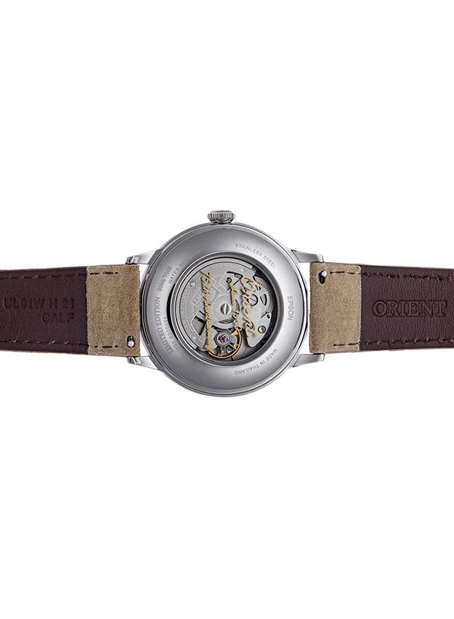 أورينت Men's Bambino 75th Anniversary Automatic Analog Leather Strap Men's Watch RA-AC0027S - 40.5mm - Image 3