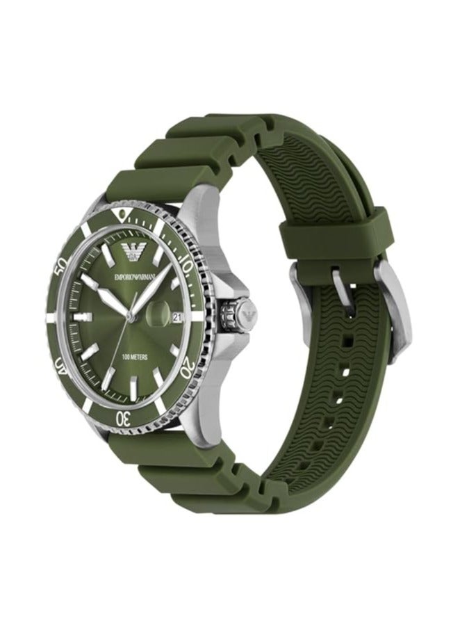 امبوريو ارماني ساعة إمبوريو أرماني أنالوج بقرص أخضر للرجال بسوار سيليكون - AR11638 - Image 2