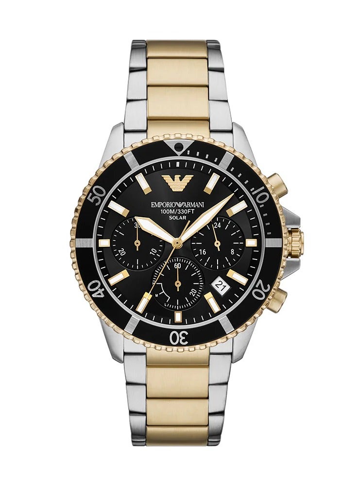 EMPORIO ARMANI Men's Black Dial Two-Tone Watch Ar11680