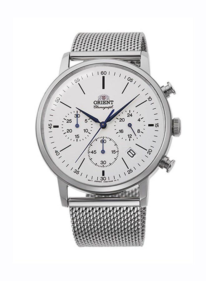 أورينت ساعة يد رجالية كرونوغراف كوارتز بقرص أبيض من الفولاذ المقاوم للصدأ RA-KV0402 - Image 1