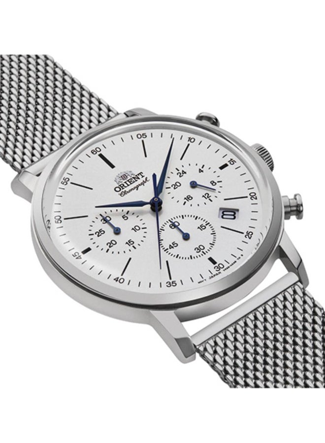 أورينت ساعة يد رجالية كرونوغراف كوارتز بقرص أبيض من الفولاذ المقاوم للصدأ RA-KV0402 - Image 2