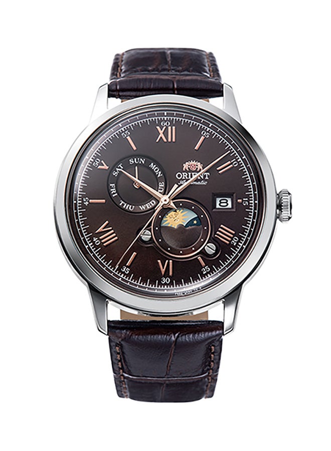 ORIENT Men's Bambino Automatic Moonphase Leather Strap Men's Watch RA-AK0804Y - Image 1