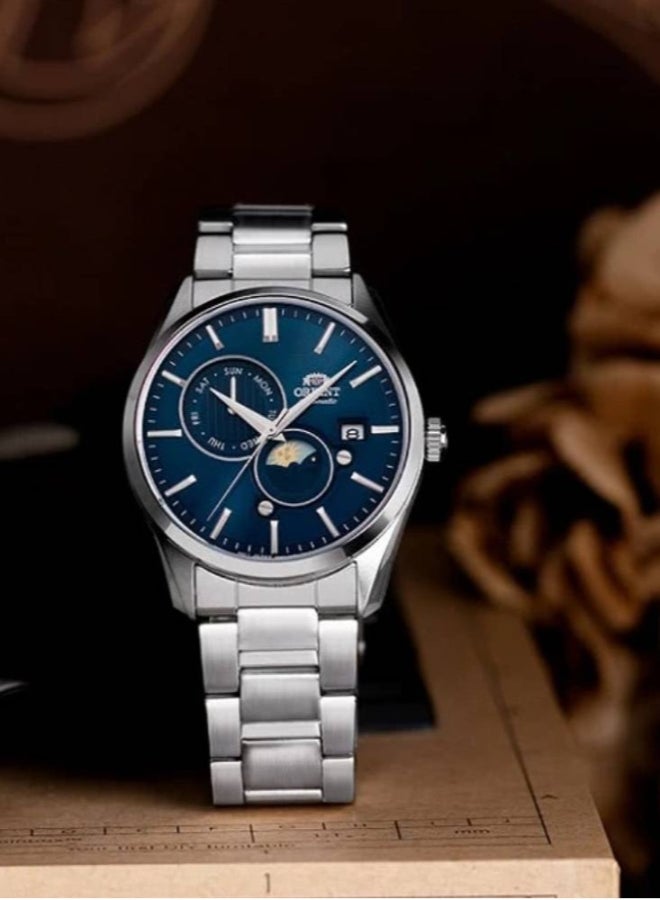 أورينت Boys' Automatic Sun & Moon Blue Dial Stainless Steel Men's Watch RA-AK0308L  - Image 3