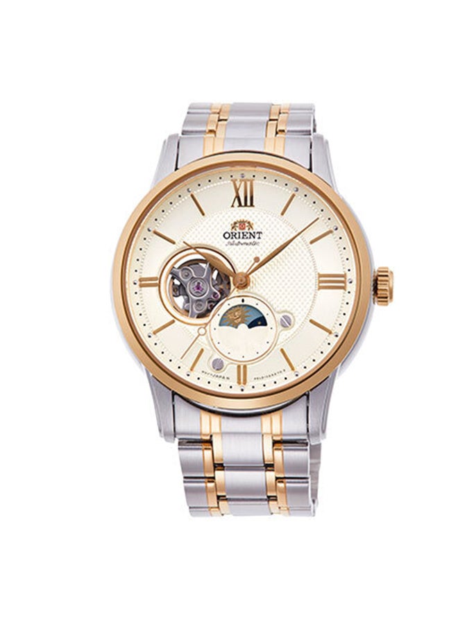 أورينت ساعة أوتوماتيكية من أورينت بمرحلة القمر بقرص أبيض فاتح من الفولاذ المقاوم للصدأ - RA-AS0007S - 42 مم - Image 1