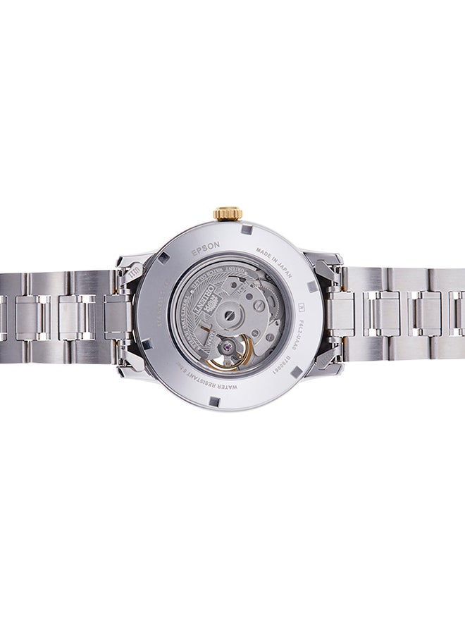 أورينت ساعة أوتوماتيكية من أورينت بمرحلة القمر بقرص أبيض فاتح من الفولاذ المقاوم للصدأ - RA-AS0007S - 42 مم - Image 4