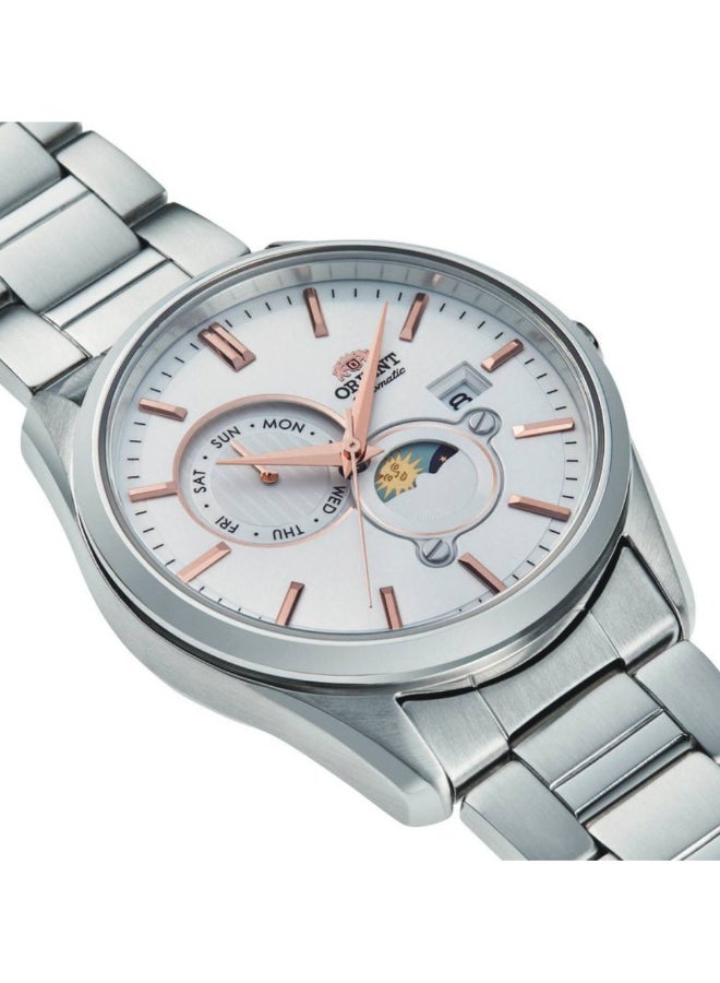 أورينت ساعة يد أوتوماتيكية للرجال من الفولاذ المقاوم للصدأ مع الشمس والقمر RA-AK0306S - Image 2