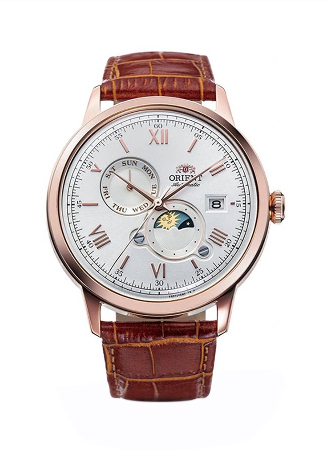 أورينت Men's Bambino Automatic Moonphase Leather Strap Men's Watch RA-AK0801S - Image 1