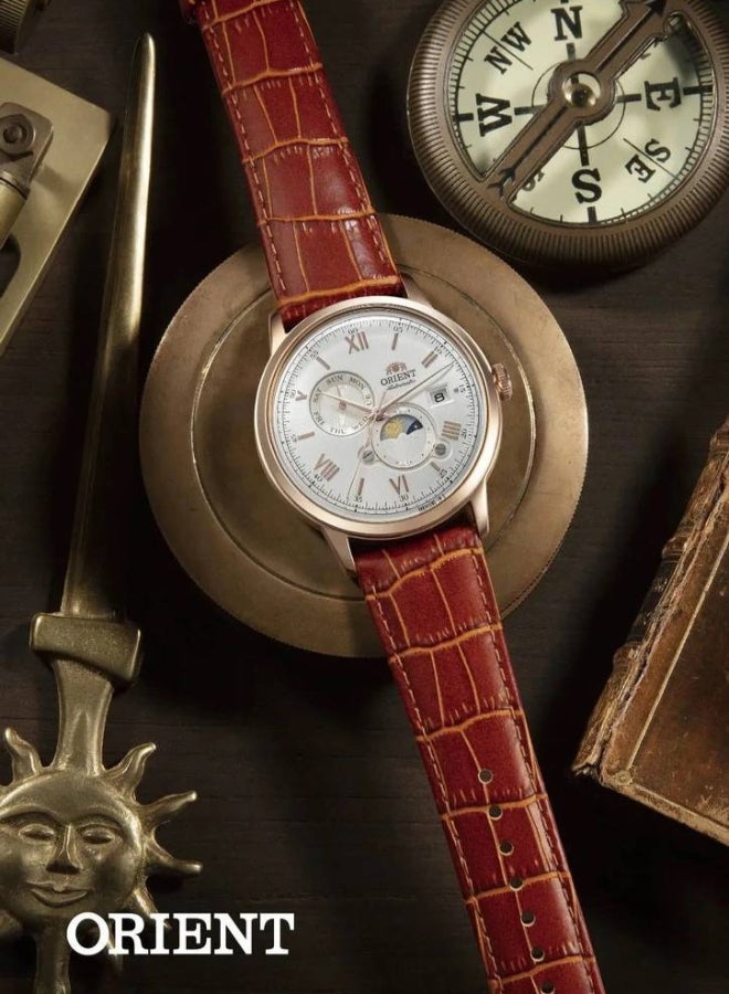 أورينت Men's Bambino Automatic Moonphase Leather Strap Men's Watch RA-AK0801S - Image 5