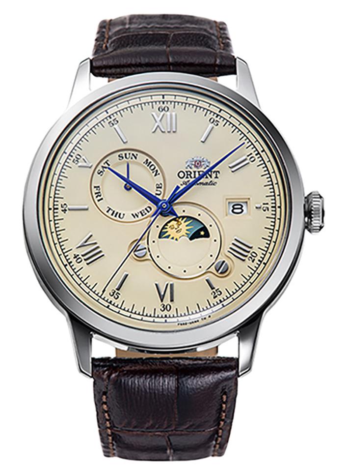 ORIENT Men's Bambino Moonphase Automatic Leather Strap Men's Watch RA-AK0803Y - Image 1