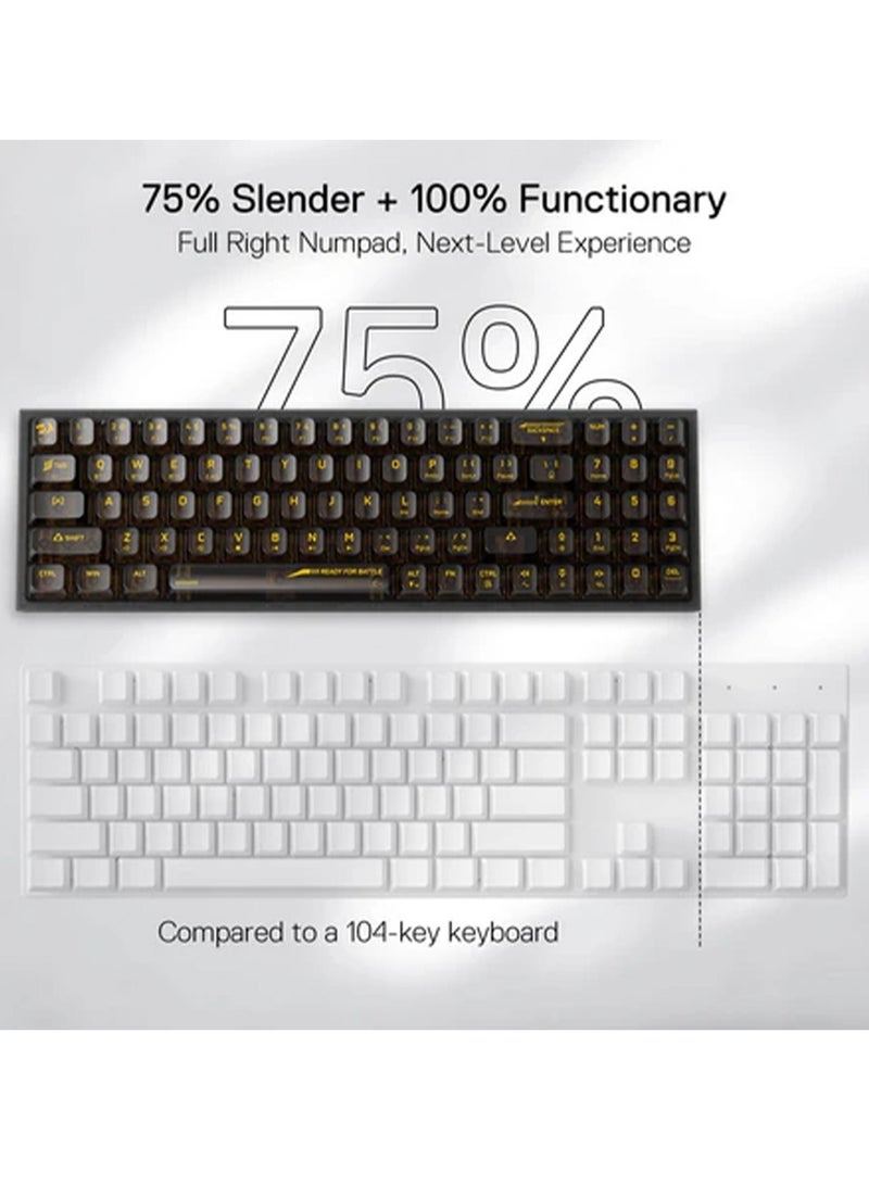 ريدراجون Wireless RGB Gaming Keyboard K628 PRO CTB 75% 3-Mode , 78 Keys Full-Transparent Hot-Swap Compact Mechanical Keyboard w/Upgraded Socket, Dedicated Arrow Keys & Numpad, Translucent Custom Switch - black  - Image 5