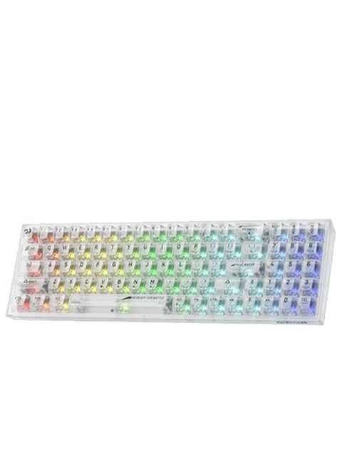 Wireless RGB Gaming Keyboard K628 PRO SE 75% 3-Mode , 78 Keys Full-Transparent Hot-Swap Compact Mechanical Keyboard w/Upgraded Socket, Dedicated Arrow Keys & Numpad, Translucent Custom Switch - White