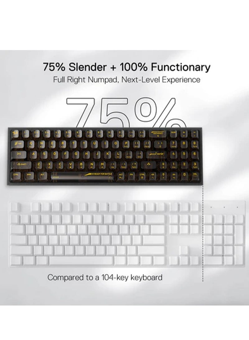 REDRAGON - Wireless RGB Gaming Keyboard K628 PRO SE 75% 3-Mode , 78 Keys Full-Transparent Hot-Swap Compact Mechanical Keyboard w/Upgraded Socket, Dedicated Arrow Keys & Numpad, Translucent Custom Switch - White - Image 1