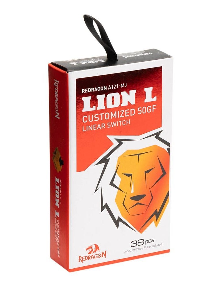A121-MJ Lion Mechanical Keyboard Switches, pre-lubed switches made for Keyboard DIY, customized 50gf linear Switches Compatible with MX style structure and fix most of keycap sets (38 pcs)