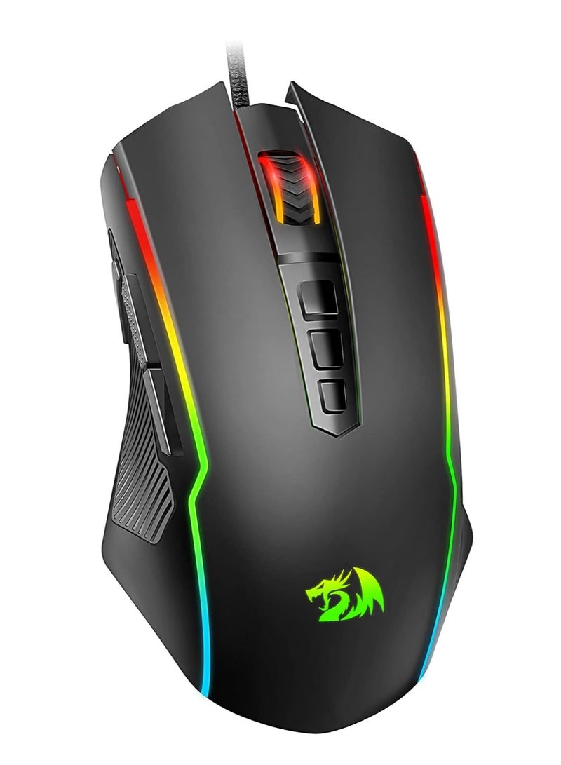 REDRAGON Wired Gaming Mouse , RANGER BASIC M910-K RGB , USB Cable , 9 buttons , Max 8000 DPI Sensor responds precisely to movement Switch button , high precision sensor , ergonomic design - black  - Image 1