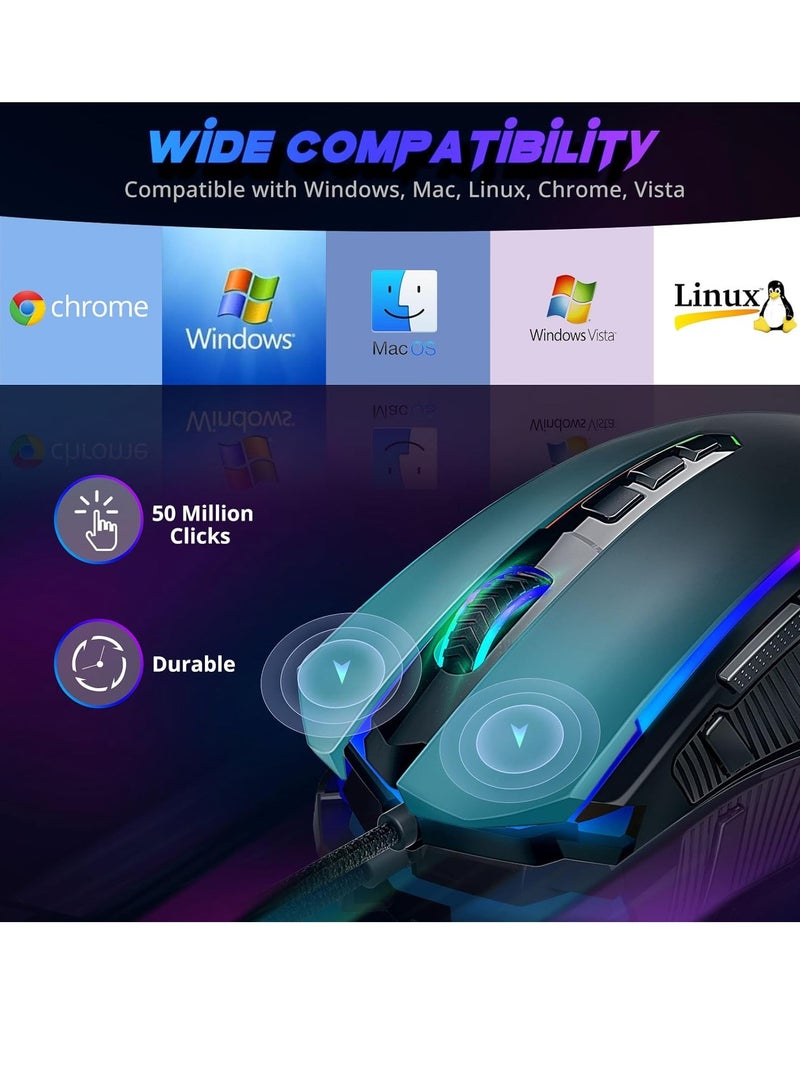 REDRAGON - Wired Gaming Mouse , RANGER BASIC M910-K RGB , USB Cable , 9 buttons , Max 8000 DPI Sensor responds precisely to movement Switch button , high precision sensor , ergonomic design - black - Image 1