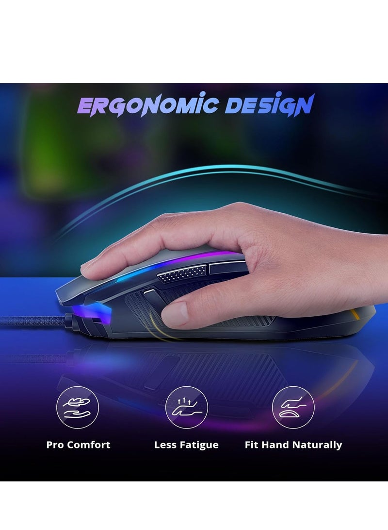 REDRAGON - Wired Gaming Mouse , RANGER BASIC M910-K RGB , USB Cable , 9 buttons , Max 8000 DPI Sensor responds precisely to movement Switch button , high precision sensor , ergonomic design - black - Image 1