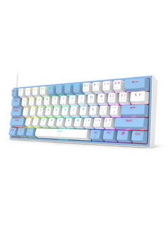 REDRAGON FIZZ K617 60% Wired Mechanical Keyboard, Red Switches, No-Slip Stand, Vibrant RGB, Hot-Swappable, 20 Presets Backlighting, Detachable Type-C Cable, English Layout , (White - Blue)  - Image 3