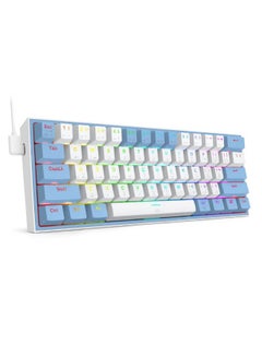 REDRAGON FIZZ K617 60% Wired Mechanical Keyboard, Red Switches, No-Slip Stand, Vibrant RGB, Hot-Swappable, 20 Presets Backlighting, Detachable Type-C Cable, English Layout , (White - Blue)  - Image 4