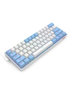 REDRAGON FIZZ K617 60% Wired Mechanical Keyboard, Red Switches, No-Slip Stand, Vibrant RGB, Hot-Swappable, 20 Presets Backlighting, Detachable Type-C Cable, English Layout , (White - Blue)  - Image 1