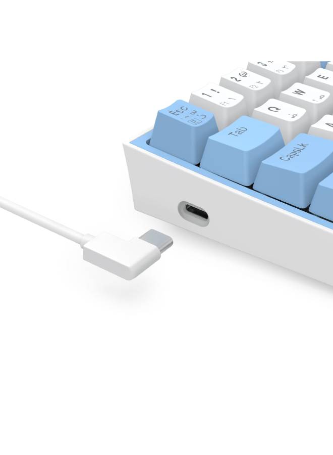 REDRAGON - FIZZ K617 60% Wired Mechanical Keyboard, Red Switches, No-Slip Stand, Vibrant RGB, Hot-Swappable, 20 Presets Backlighting, Detachable Type-C Cable, English Layout , (White - Blue) - Image 1