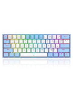 REDRAGON FIZZ K617 60% Wired Mechanical Keyboard, Red Switches, No-Slip Stand, Vibrant RGB, Hot-Swappable, 20 Presets Backlighting, Detachable Type-C Cable, English Layout , (White - Blue)  - Image 2