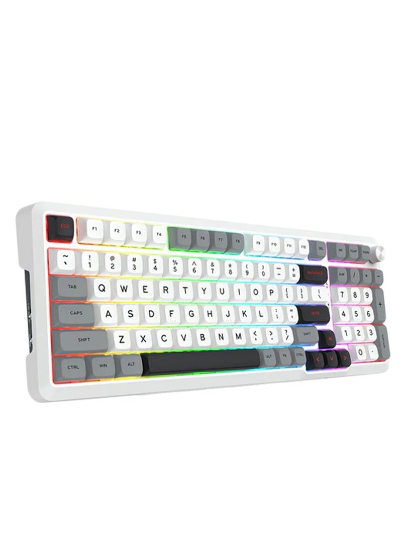 ريدراجون Multi-function Mechanical Keyboard K688WGL-RGB-PRO , Hot-swappable switches for easy customization , 98-key design with anti-collision and FN multimedia keys , connectivity Type-C, Bluetooth, 2.4GHz; 10m range, Windows/Mac compatible  - Image 2