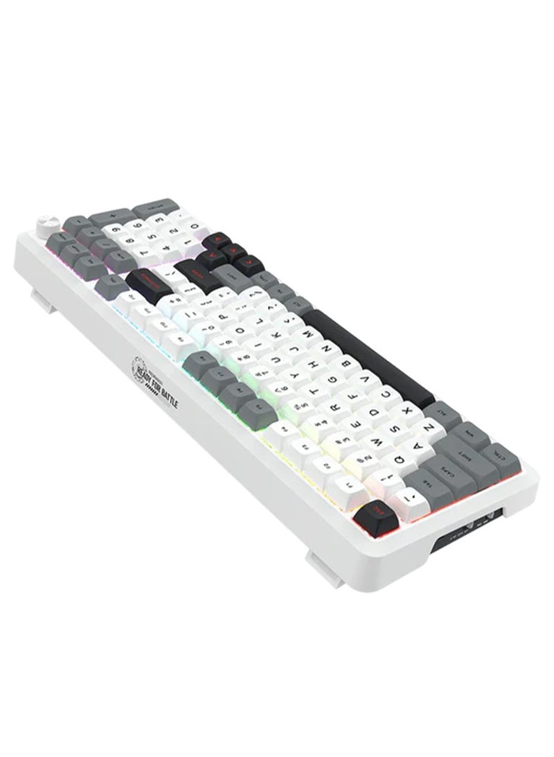 ريدراجون Multi-function Mechanical Keyboard K688WGL-RGB-PRO , Hot-swappable switches for easy customization , 98-key design with anti-collision and FN multimedia keys , connectivity Type-C, Bluetooth, 2.4GHz; 10m range, Windows/Mac compatible  - Image 4