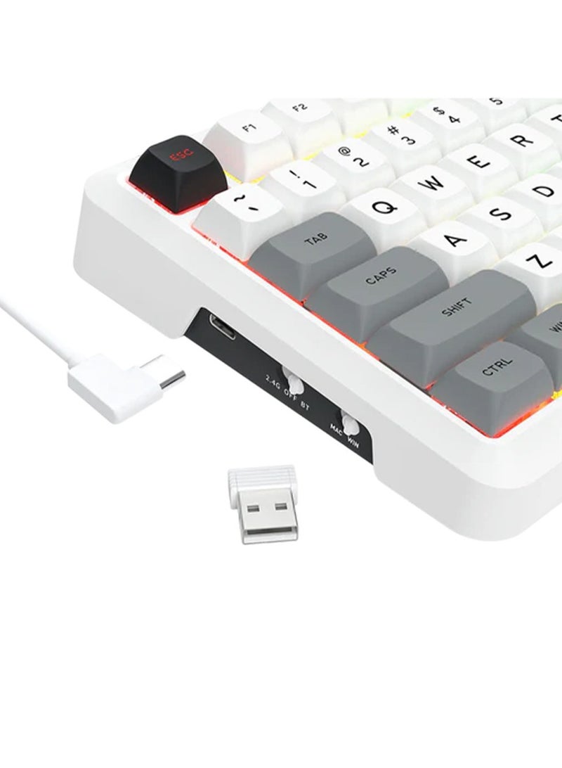 ريدراجون Multi-function Mechanical Keyboard K688WGL-RGB-PRO , Hot-swappable switches for easy customization , 98-key design with anti-collision and FN multimedia keys , connectivity Type-C, Bluetooth, 2.4GHz; 10m range, Windows/Mac compatible  - Image 5