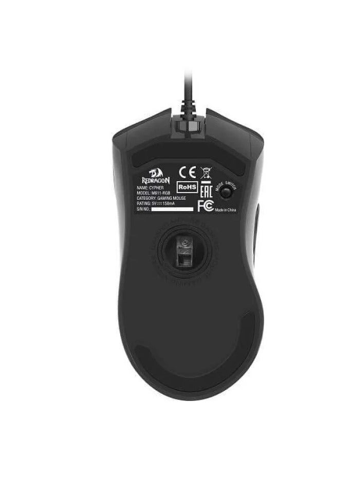 REDRAGON - M611RGB is a high-performance wired gaming mouse built to deliver precision, comfort, and style for gamers and professionals Featuring customizable 12800DPI, vibrant RGB lighting, and a sleek ergonomic design, it’s the perfect companion for any gaming setup - Image 1