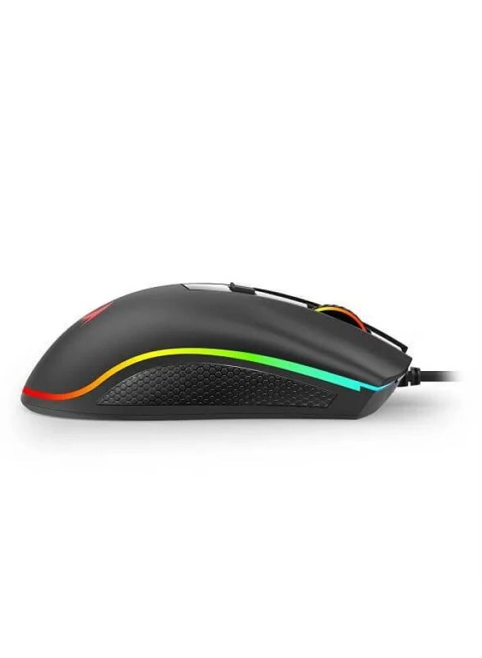 REDRAGON - M611RGB is a high-performance wired gaming mouse built to deliver precision, comfort, and style for gamers and professionals Featuring customizable 12800DPI, vibrant RGB lighting, and a sleek ergonomic design, it’s the perfect companion for any gaming setup - Image 1