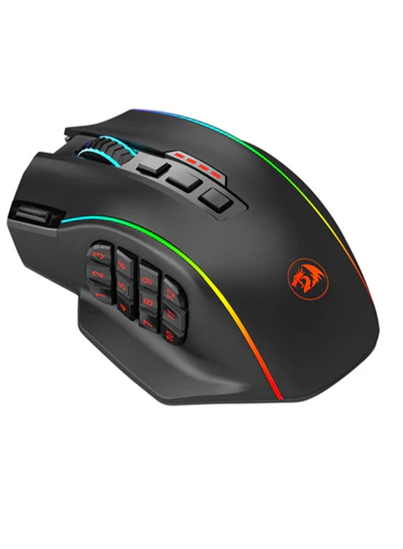 REDRAGON - Wired / Wireless Gaming Mouse PERDITION ELITE M901P-KS , rechargeable mouse  battery , Mouse with up to 16000 DPI and 40G acceleration , High-Precision Sensor delivers Pinpoint Accuracy , LED color option for quick identification ,  20 buttons , Black - Image 1