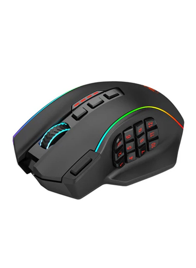REDRAGON - Wired / Wireless Gaming Mouse PERDITION ELITE M901P-KS , rechargeable mouse  battery , Mouse with up to 16000 DPI and 40G acceleration , High-Precision Sensor delivers Pinpoint Accuracy , LED color option for quick identification ,  20 buttons , Black - Image 1