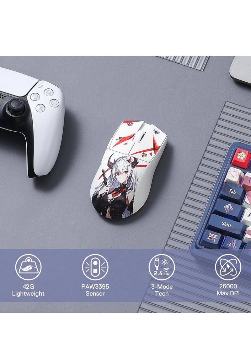 REDRAGON - Redragon M916AK PRO 3-Mode Anime Gaming Mouse, 42G Ultra-Light 26K DPI Gaming Mouse w/Ergonomic Natural Grip Build, Full Programmable Buttons, Software Supports DIY Keybinds & DPI - Image 1