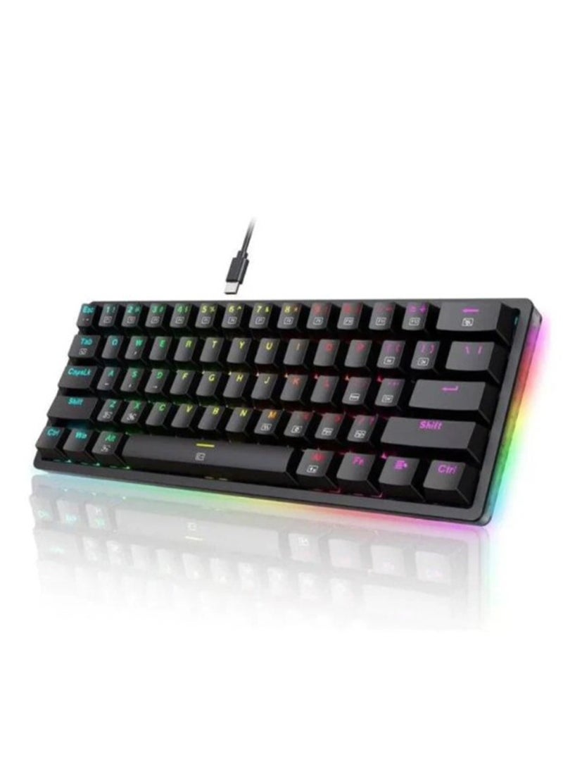 REDRAGON 60% Wired Mechanical RGB Keyboard AKALI K642 , Red switch , Different lighting patterns and side light bar Removable mechanical switch 60% layout keyboard Type-C for place saving Durable ABS keycap For PC and Laptop - Black - Image 2