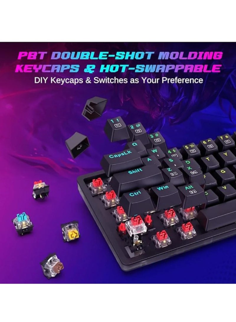REDRAGON 60% Wired Mechanical RGB Keyboard AKALI K642 , Red switch , Different lighting patterns and side light bar Removable mechanical switch 60% layout keyboard Type-C for place saving Durable ABS keycap For PC and Laptop - Black - Image 3