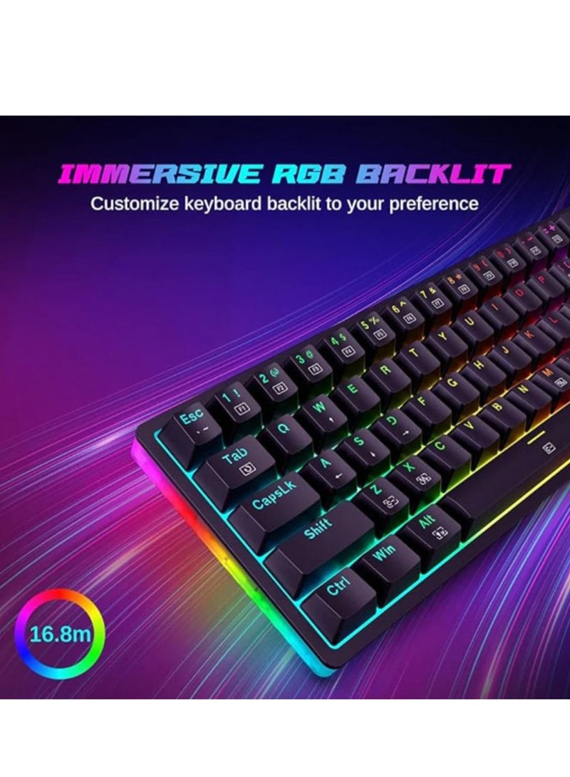 REDRAGON 60% Wired Mechanical RGB Keyboard AKALI K642 , Red switch , Different lighting patterns and side light bar Removable mechanical switch 60% layout keyboard Type-C for place saving Durable ABS keycap For PC and Laptop - Black - Image 4