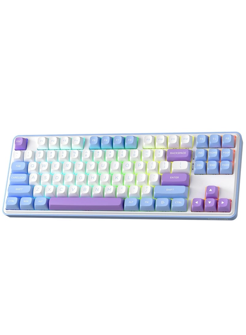 ريدراجون Gaming Keyboard K707 PRO - RGB with 80% Wireless Gasket, 3 Modes and 87 Keys, TKL Mechanical Keyboard with Hot Swap Socket, PBT Round Keycaps and Noise Damping  - Image 1