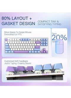 REDRAGON Gaming Keyboard K707 PRO - RGB with 80% Wireless Gasket, 3 Modes and 87 Keys, TKL Mechanical Keyboard with Hot Swap Socket, PBT Round Keycaps and Noise Damping  - Image 2