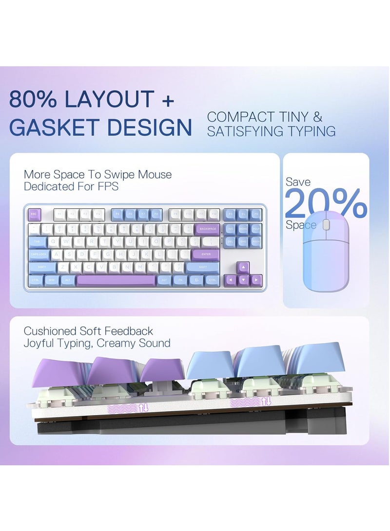 ريدراجون Gaming Keyboard K707 PRO - RGB with 80% Wireless Gasket, 3 Modes and 87 Keys, TKL Mechanical Keyboard with Hot Swap Socket, PBT Round Keycaps and Noise Damping  - Image 2