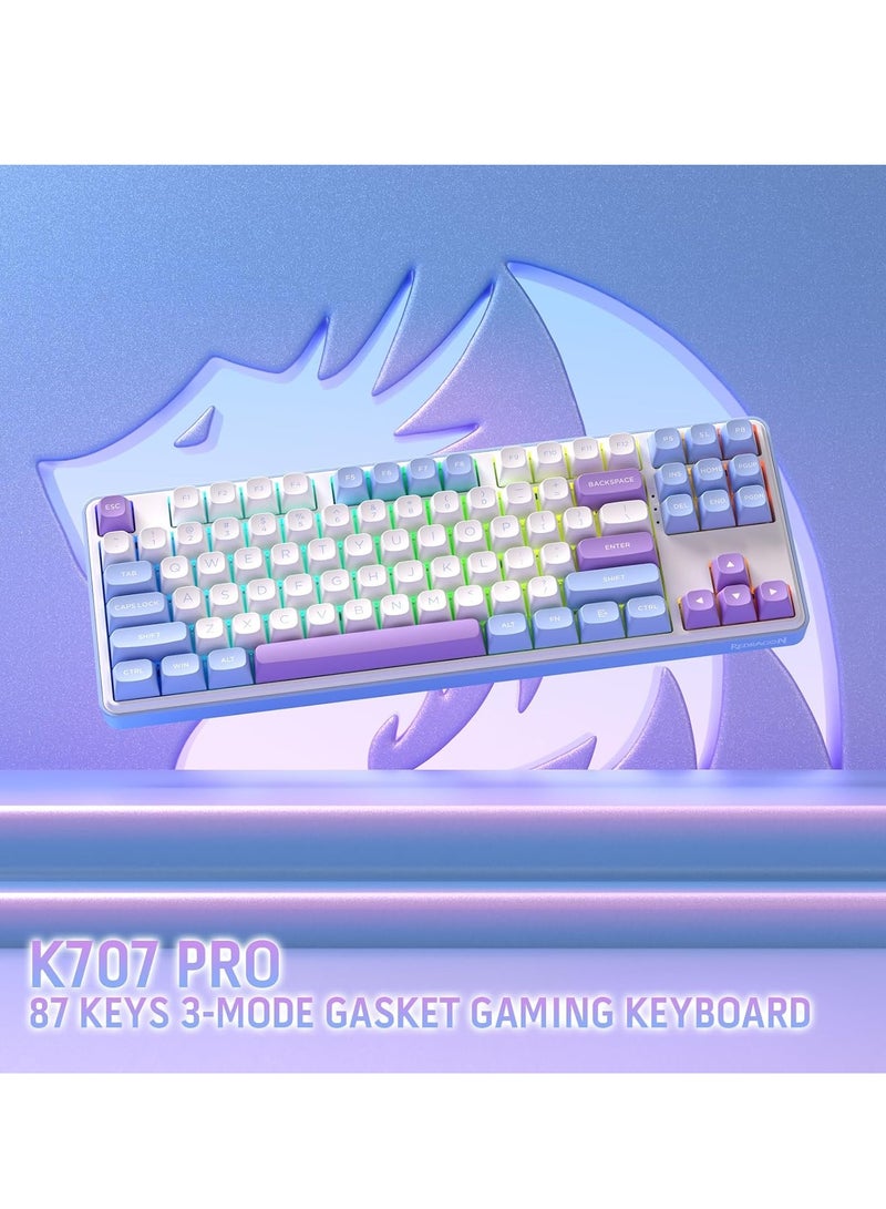 REDRAGON - Gaming Keyboard K707 PRO - RGB with 80% Wireless Gasket, 3 Modes and 87 Keys, TKL Mechanical Keyboard with Hot Swap Socket, PBT Round Keycaps and Noise Damping - Image 1