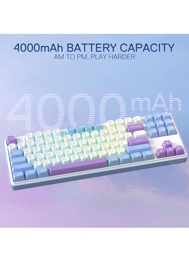 REDRAGON - Gaming Keyboard K707 PRO - RGB with 80% Wireless Gasket, 3 Modes and 87 Keys, TKL Mechanical Keyboard with Hot Swap Socket, PBT Round Keycaps and Noise Damping - Image 1
