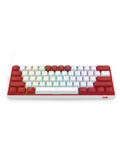 REDRAGON FIZZ K617 60% Wired Mechanical Keyboard, Red Switches, No-Slip Stand, Vibrant RGB, Hot-Swappable, 20 Presets Backlighting, Detachable Type-C Cable, English Layout , (White - Red)  - Image 3