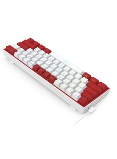 REDRAGON FIZZ K617 60% Wired Mechanical Keyboard, Red Switches, No-Slip Stand, Vibrant RGB, Hot-Swappable, 20 Presets Backlighting, Detachable Type-C Cable, English Layout , (White - Red)  - Image 4