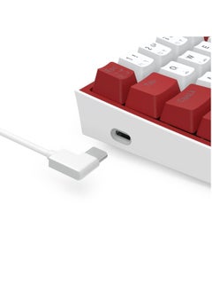REDRAGON FIZZ K617 60% Wired Mechanical Keyboard, Red Switches, No-Slip Stand, Vibrant RGB, Hot-Swappable, 20 Presets Backlighting, Detachable Type-C Cable, English Layout , (White - Red)  - Image 5